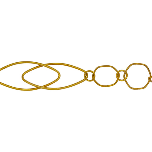 Chain by Foot. 14kt Gold Filled Two 14.0mm Width by 30.0mm Length Smooth Marquise Link Overlapping Followed By 13.0mm Smooth And Textured Hexagon Links Connected By 5.0mm Smooth Circle Links, Fancy Chain. Price per: 1 Foot.