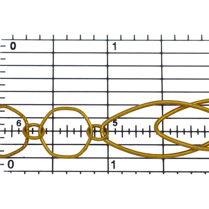 14kt Gold Filled Two 14.0mm Width by 30.0mm Length Smooth Marquise Link Overlapping Followed By 13.0mm Smooth And Textured Hexagon Links Connected By 5.0mm Smooth Circle Links, Fancy Chain. Price per: 1 Foot.