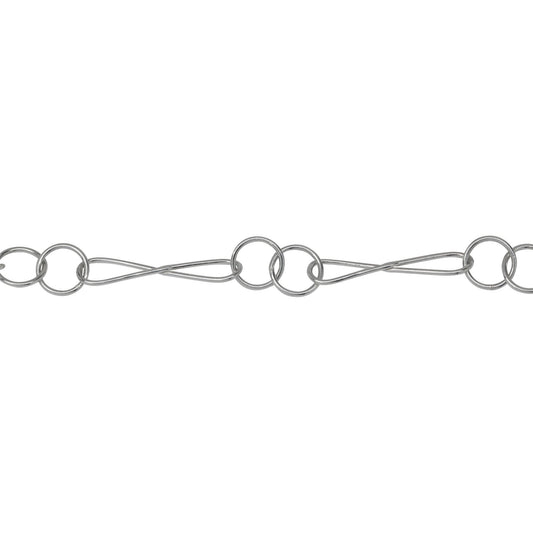 Chain by Foot. Sterling Silver 6.0mm Width by 23.4mm Length Smooth Figure 8 Link Followed By Two of 7.8mm Smooth Circle Links, Figure 8 Chain. Price per: 1 Foot.