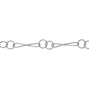 Chain by Foot. Sterling Silver 6.0mm Width by 23.4mm Length Smooth Figure 8 Link Followed By Two of 7.8mm Smooth Circle Links, Figure 8 Chain. Price per: 1 Foot.