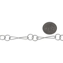 Load image into Gallery viewer, Sterling Silver 6.0mm Width by 23.4mm Length Smooth Figure 8 Link Followed By Two of 7.8mm Smooth Circle Links, Figure 8 Chain. Price per: 1 Foot.
