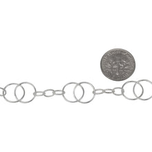 Load image into Gallery viewer, Sterling Silver of 11.1mm Width by 17.3mm Length Smooth Figure 8 Link Followed by Three of 4.3mm Width by 6.7mm Length Textured Oval Links, Figure 8 Chain. Price per: 1 Foot.
