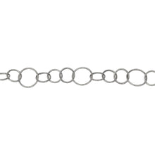 Load image into Gallery viewer, Chain by Foot. Sterling Silver Oxidized 7.8mm Width / Length Three of Smooth Circle Links Followed by 10.5mm Width / Length Textured Circle Link, Circle Chain. Price per: 1 Foot.
