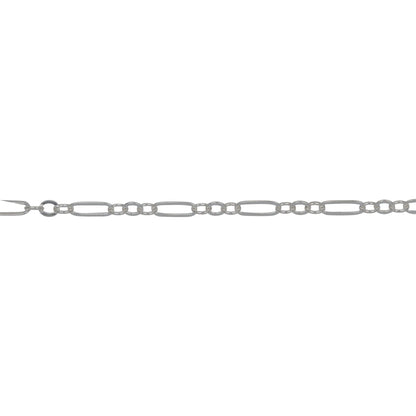 Chain by Foot. Sterling Silver 1.7mm Width by 5.0mm Length Flat Elongated Oval Link Followed by Three of 1.7mm Width by 2.0mm Length Smaller Oval Links With Middle Link Being Flat Oval Link, Long and Short Chain. Price per: 1 Foot.