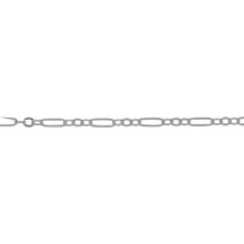 Load image into Gallery viewer, Chain by Foot. Sterling Silver 1.7mm Width by 5.0mm Length Flat Elongated Oval Link Followed by Three of 1.7mm Width by 2.0mm Length Smaller Oval Links With Middle Link Being Flat Oval Link, Long and Short Chain. Price per: 1 Foot.
