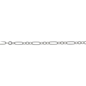 Chain by Foot. Sterling Silver 1.7mm Width by 5.0mm Length Flat Elongated Oval Link Followed by Three of 1.7mm Width by 2.0mm Length Smaller Oval Links With Middle Link Being Flat Oval Link, Long and Short Chain. Price per: 1 Foot.