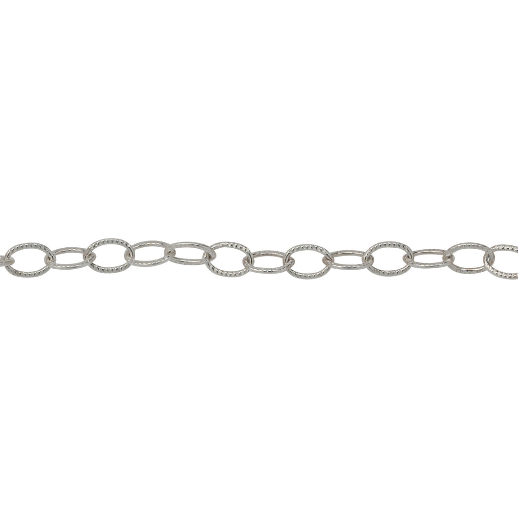 Chain by Foot. Sterling Silver 2.7mm width by 4.0mm length, Twisted Cable Chain. Price per: 1 Foot.