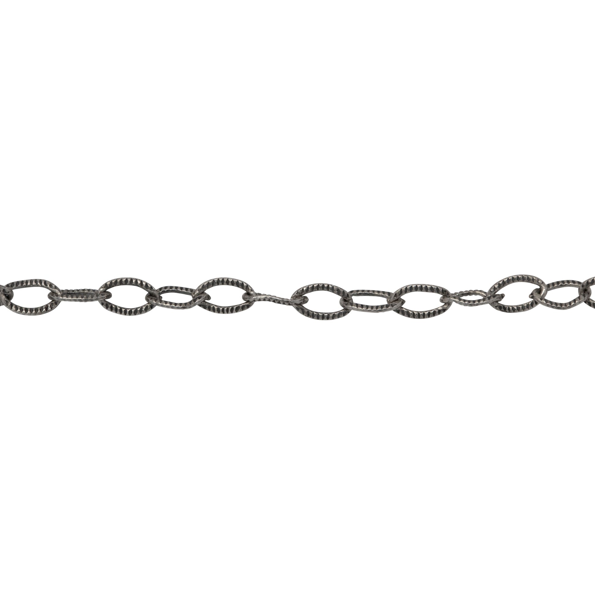 Chain by Foot. Sterling Silver Oxidized 2.7mm width by 4.0mm length, Twisted Cable Chain. Price per: 1 Foot.