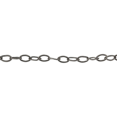 Chain by Foot. Sterling Silver Oxidized 2.7mm width by 4.0mm length, Twisted Cable Chain. Price per: 1 Foot.