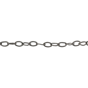 Chain by Foot. Sterling Silver Oxidized 2.7mm width by 4.0mm length, Twisted Cable Chain. Price per: 1 Foot.
