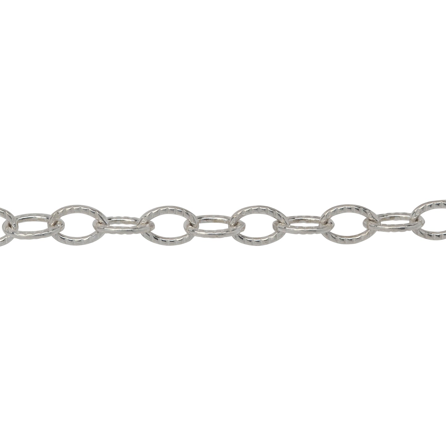 Chain by Foot. Sterling Silver 3.7mm Width by 5.6mm Length, Corrugated Cable Chain. Price per: 1 Foot.
