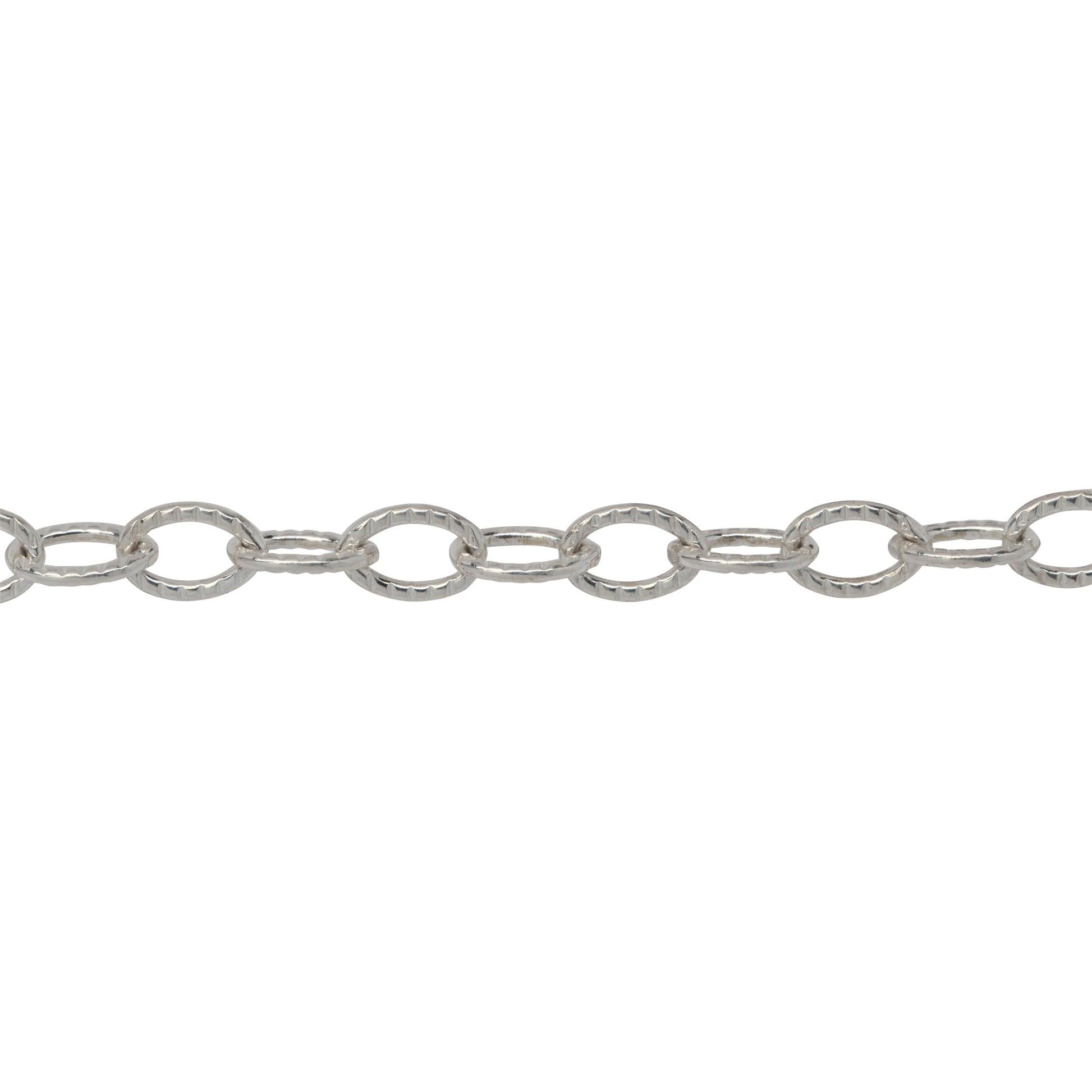 Chain by Foot. Sterling Silver 3.7mm Width by 5.6mm Length, Corrugated Cable Chain. Price per: 1 Foot.