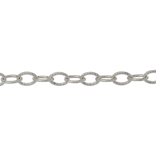 Chain by Foot. Sterling Silver 3.7mm Width by 5.6mm Length, Corrugated Cable Chain. Price per: 1 Foot.