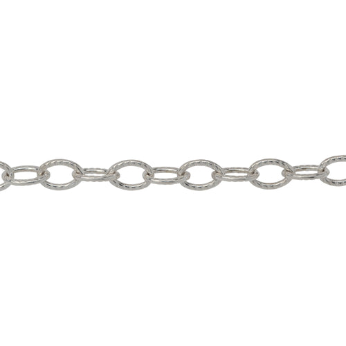 Chain by Foot. Sterling Silver 3.7mm Width by 5.6mm Length, Corrugated Cable Chain. Price per: 1 Foot.