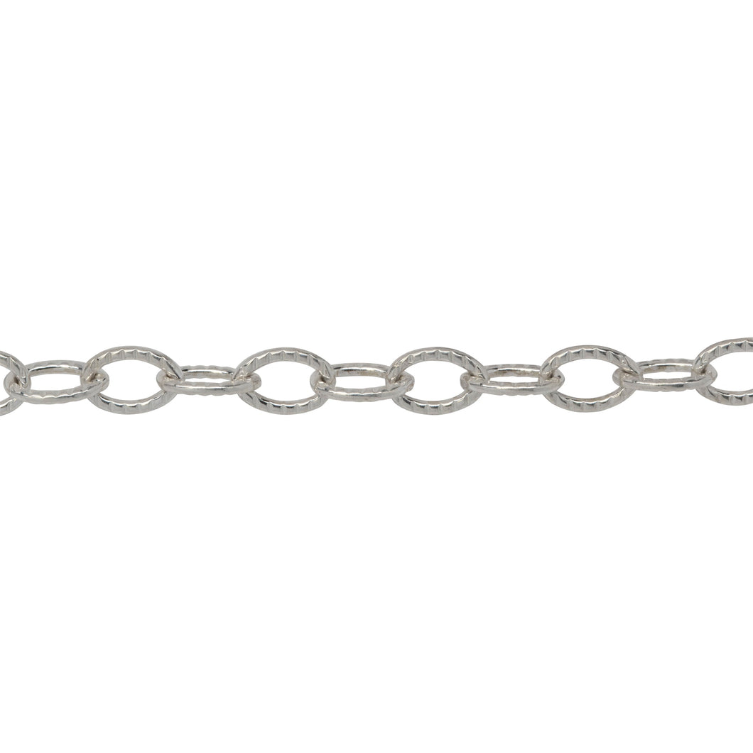 Chain by Foot. Sterling Silver 3.7mm Width by 5.6mm Length, Corrugated Cable Chain. Price per: 1 Foot.
