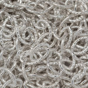 Sterling Silver 3.7mm Width by 5.6mm Length, Corrugated Cable Chain. Price per: 1 Foot.