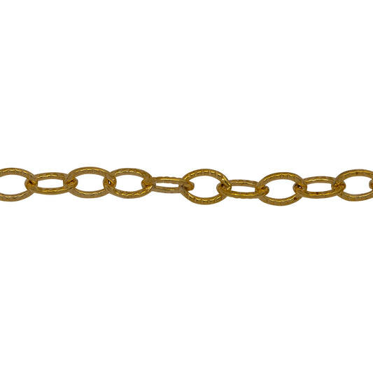 Chain by Foot. 14kt Gold Filled 3.7mm Width by 5.6mm Length, Corrugated Cable Chain. Price per: 1 Foot.