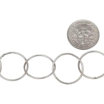 Sterling Silver 17.0mm Width / Length, Smooth Circle Chain. Price per: 1 Foot.