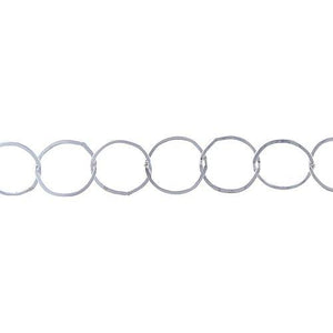 Sterling Silver 17.5mm Width / Length, Flat Circle Chain. Price per: 1 Foot.