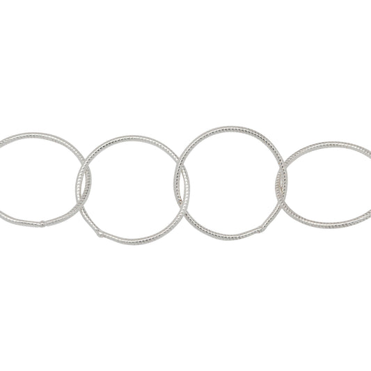 Chain by Foot. Sterling Silver 17.0mm Width / Length, Twisted Circle Chain. Price per: 1 Foot.