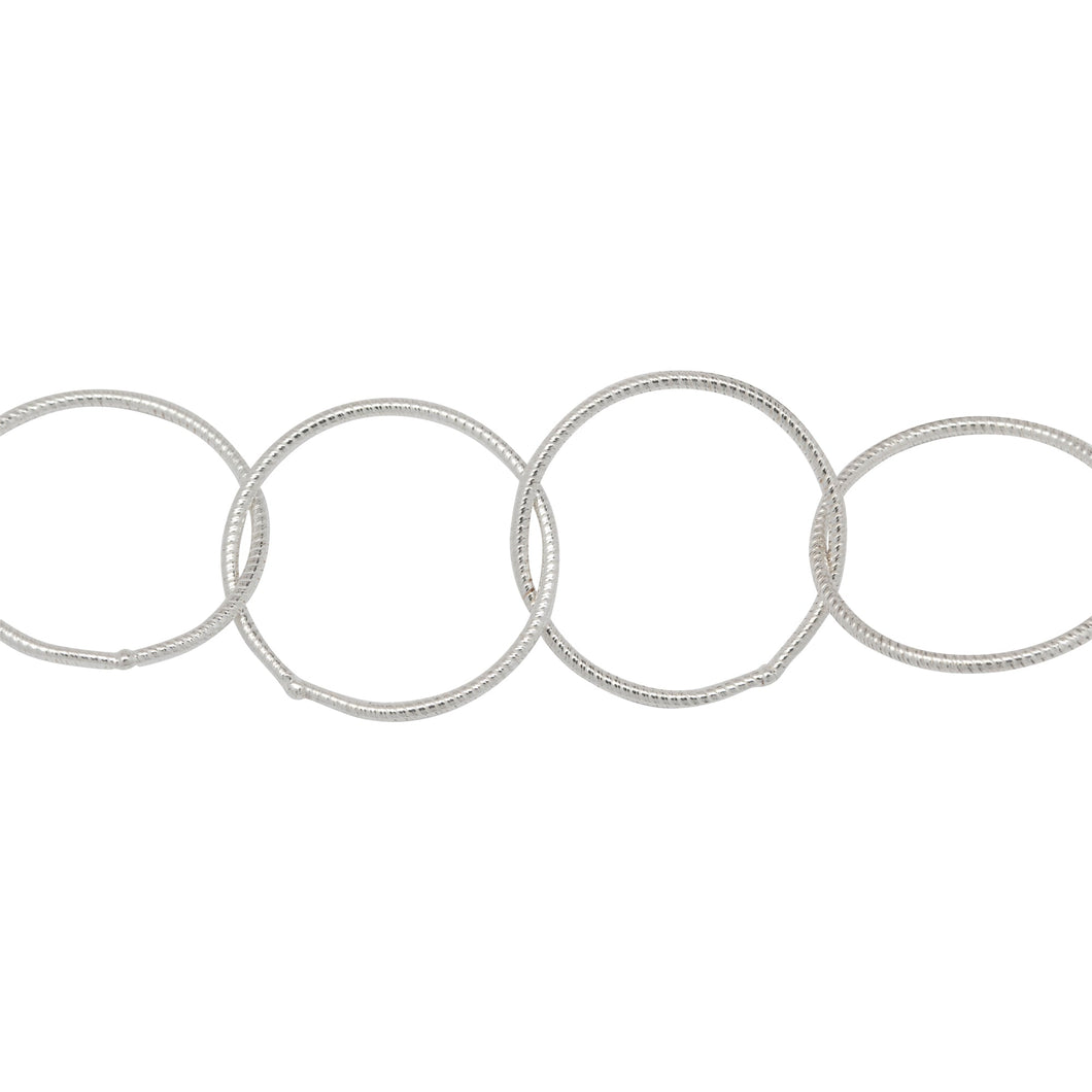 Chain by Foot. Sterling Silver 17.0mm Width / Length, Twisted Circle Chain. Price per: 1 Foot.