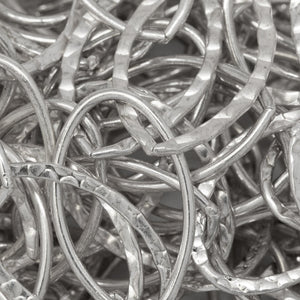 Sterling Silver 14.0mm Width by 21.0mm Length, Round and Hammered Wire Oval Links Cable Chain. Price per: 1 Foot.