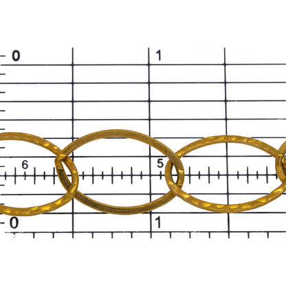 14kt Gold Filled 14.0mm Width by 21.0mm Length, Round and Hammered Wire Oval Links Cable Chain. Price per: 1 Foot.