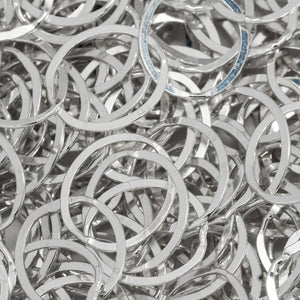 Sterling Silver 9.5mm Width / Length, Flat Circle Chain. Price per: 1 Foot.