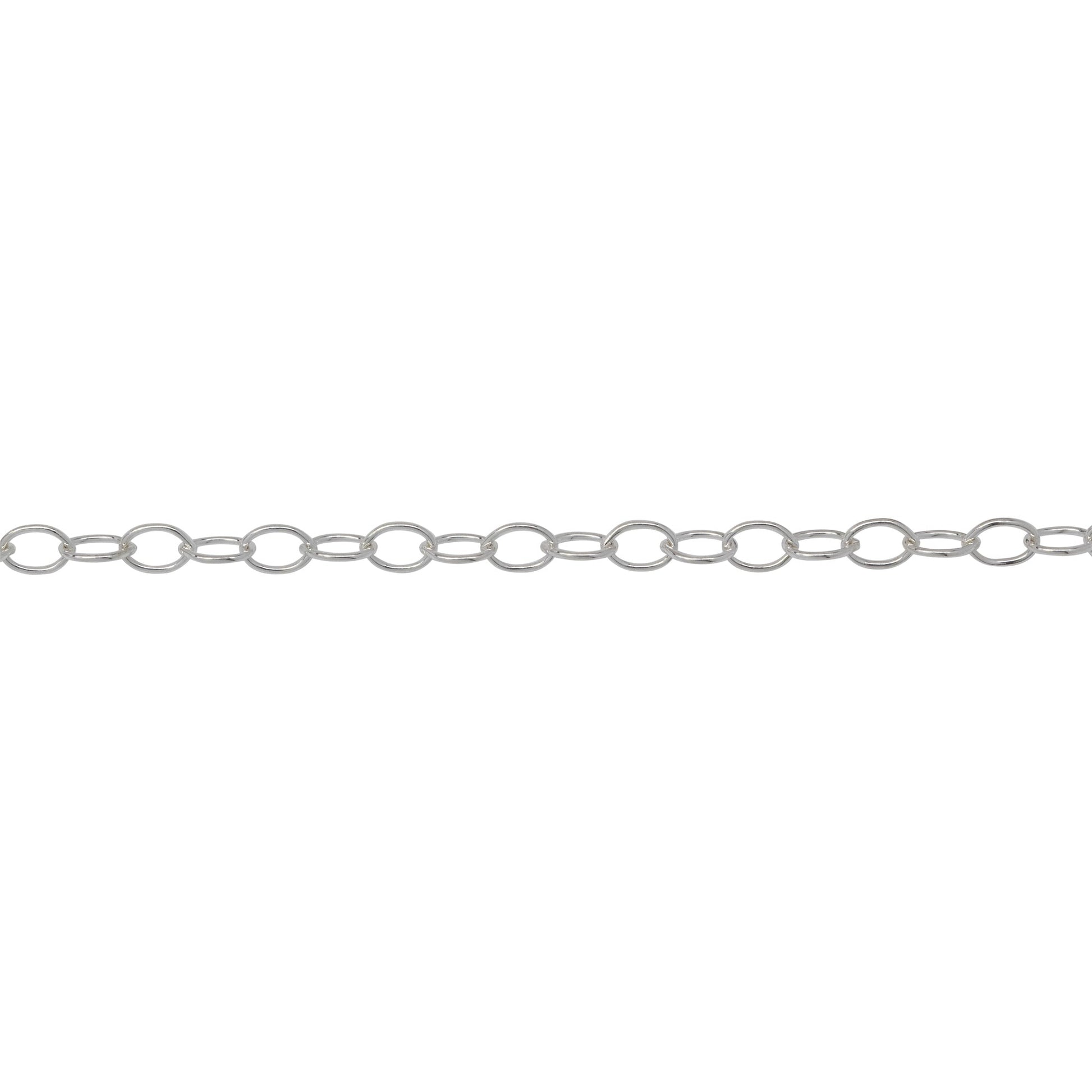 Chain by Foot. Sterling Silver 2.8mm Width by 4.0mm Length, Smooth Cable Chain. Price per: 1 Foot.