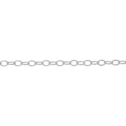 Chain by Foot. Sterling Silver 2.8mm Width by 4.0mm Length, Smooth Cable Chain. Price per: 1 Foot.
