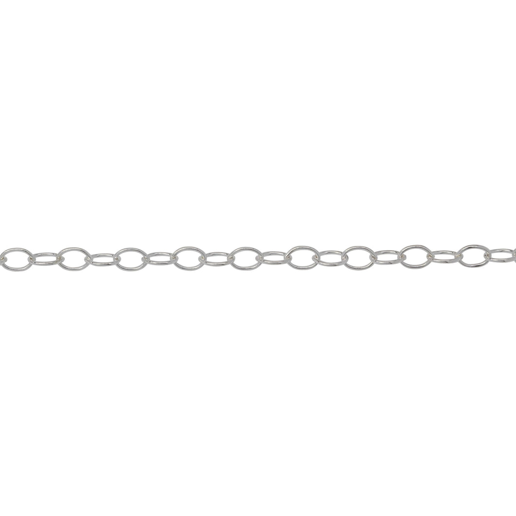 Chain by Foot. Sterling Silver 2.8mm Width by 4.0mm Length, Smooth Cable Chain. Price per: 1 Foot.