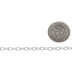 Sterling Silver 2.8mm Width by 4.0mm Length, Smooth Cable Chain. Price per: 1 Foot.