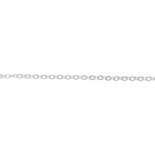 Chain by Foot. Sterling Silver 2.0mm Width by 2.4mm Length, Flat Cable Chain. Price per: 1 Foot.