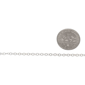 Sterling Silver 2.0mm Width by 2.4mm Length, Flat Cable Chain. Price per: 1 Foot.