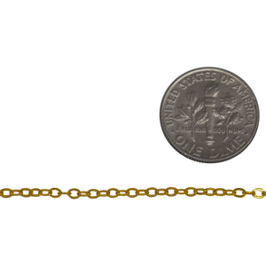 14kt Gold Filled 2.0mm Width by 2.4mm Length, Flat Cable Chain. Price per: 1 Foot.