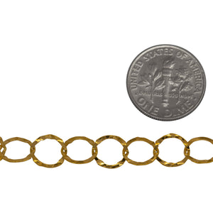 14kt Gold Filled 7.5mm Width / Length, Hammered Circle Chain. Price per: 1 Foot.