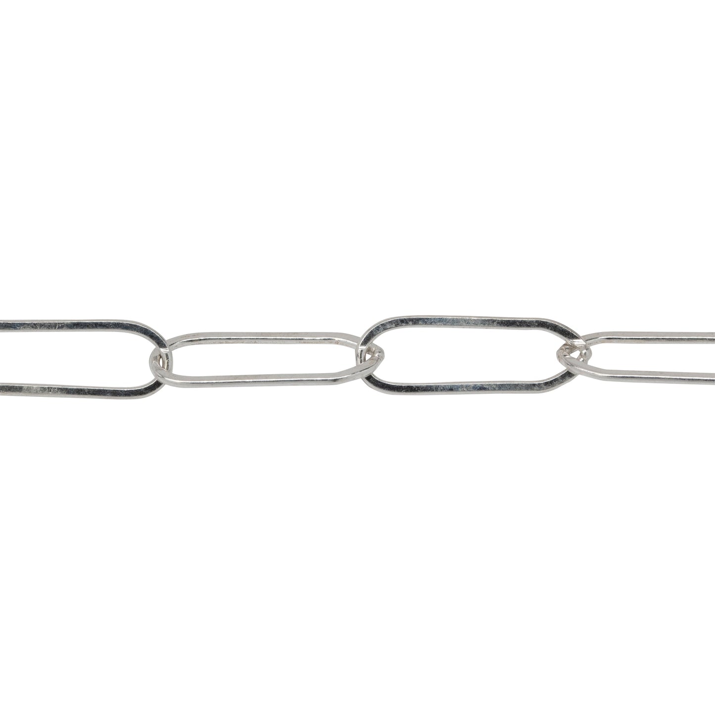 Chain by Foot. Sterling Silver 5.3mm Width by 15.8mm Length, Flat Elongated Cable Chain. Price per: 1 Foot.