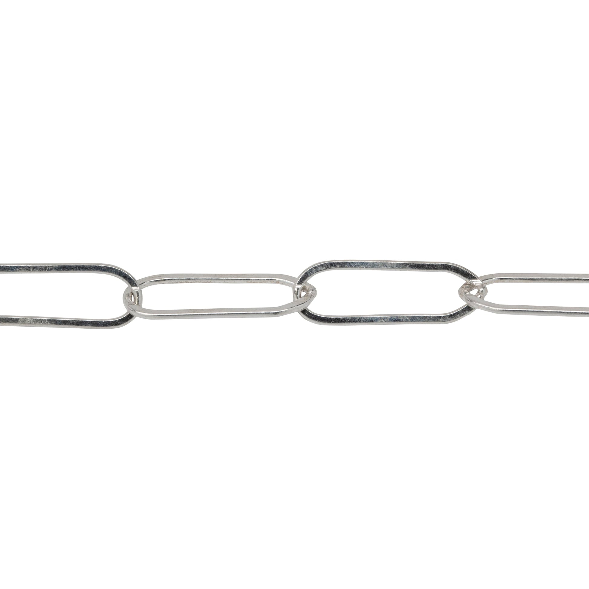 Chain by Foot. Sterling Silver 5.3mm Width by 15.8mm Length, Flat Elongated Cable Chain. Price per: 1 Foot.