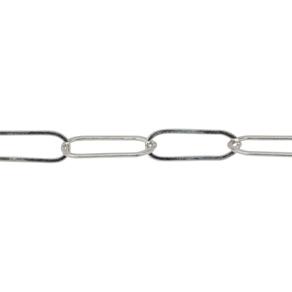Chain by Foot. Sterling Silver 5.3mm Width by 15.8mm Length, Flat Elongated Cable Chain. Price per: 1 Foot.