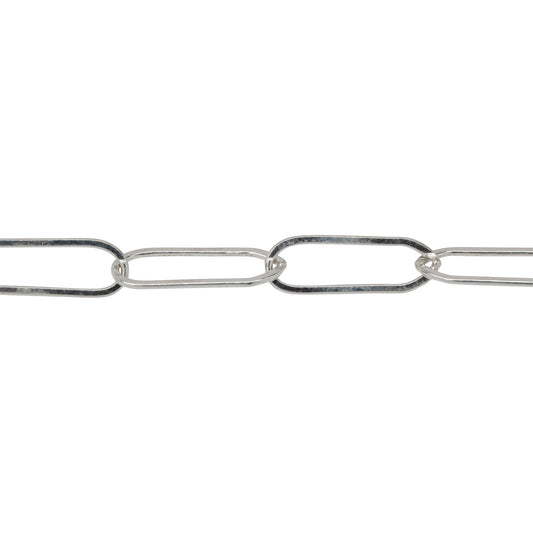 Chain by Foot. Sterling Silver 5.3mm Width by 15.8mm Length, Flat Elongated Cable Chain. Price per: 1 Foot.