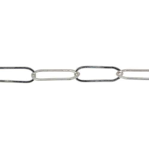 Chain by Foot. Sterling Silver 5.3mm Width by 15.8mm Length, Flat Elongated Cable Chain. Price per: 1 Foot.