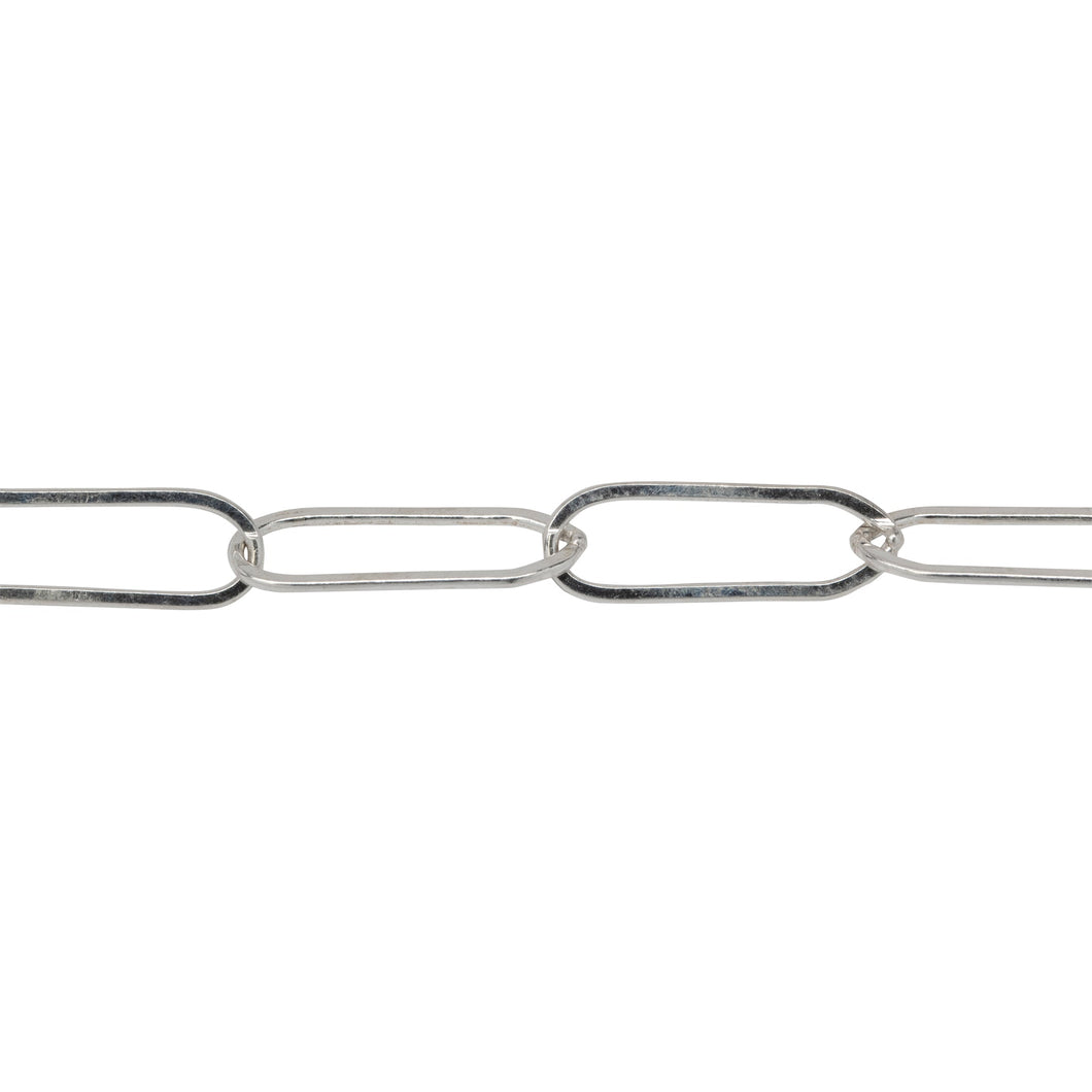 Chain by Foot. Sterling Silver 5.3mm Width by 15.8mm Length, Flat Elongated Cable Chain. Price per: 1 Foot.