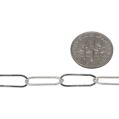 Sterling Silver 5.3mm Width by 15.8mm Length, Flat Elongated Cable Chain. Price per: 1 Foot.