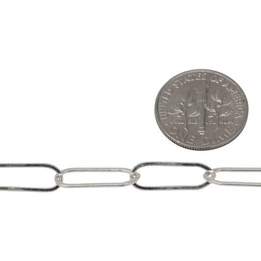 Sterling Silver 5.3mm Width by 15.8mm Length, Flat Elongated Cable Chain. Price per: 1 Foot.