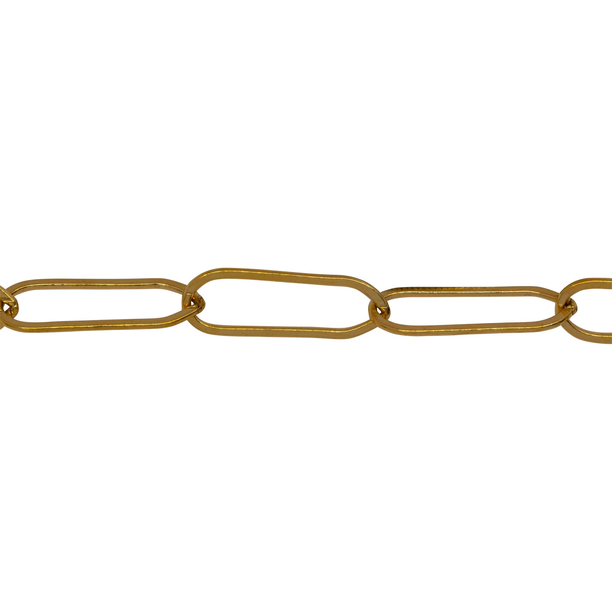 Chain by Foot. 14kt Gold Filled 5.3mm Width by 15.8mm Length, Flat Elongated Cable Chain. Price per: 1 Foot.