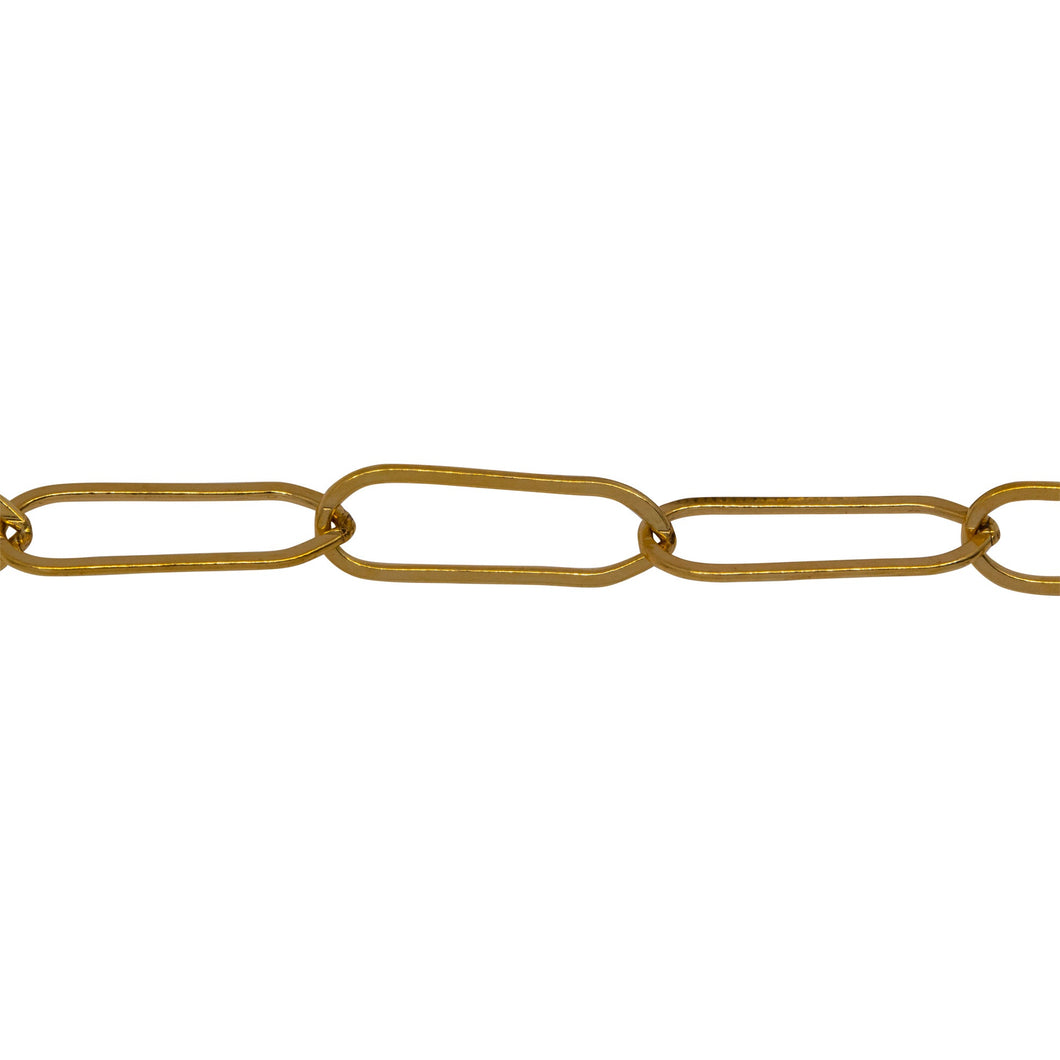 Chain by Foot. 14kt Gold Filled 5.3mm Width by 15.8mm Length, Flat Elongated Cable Chain. Price per: 1 Foot.