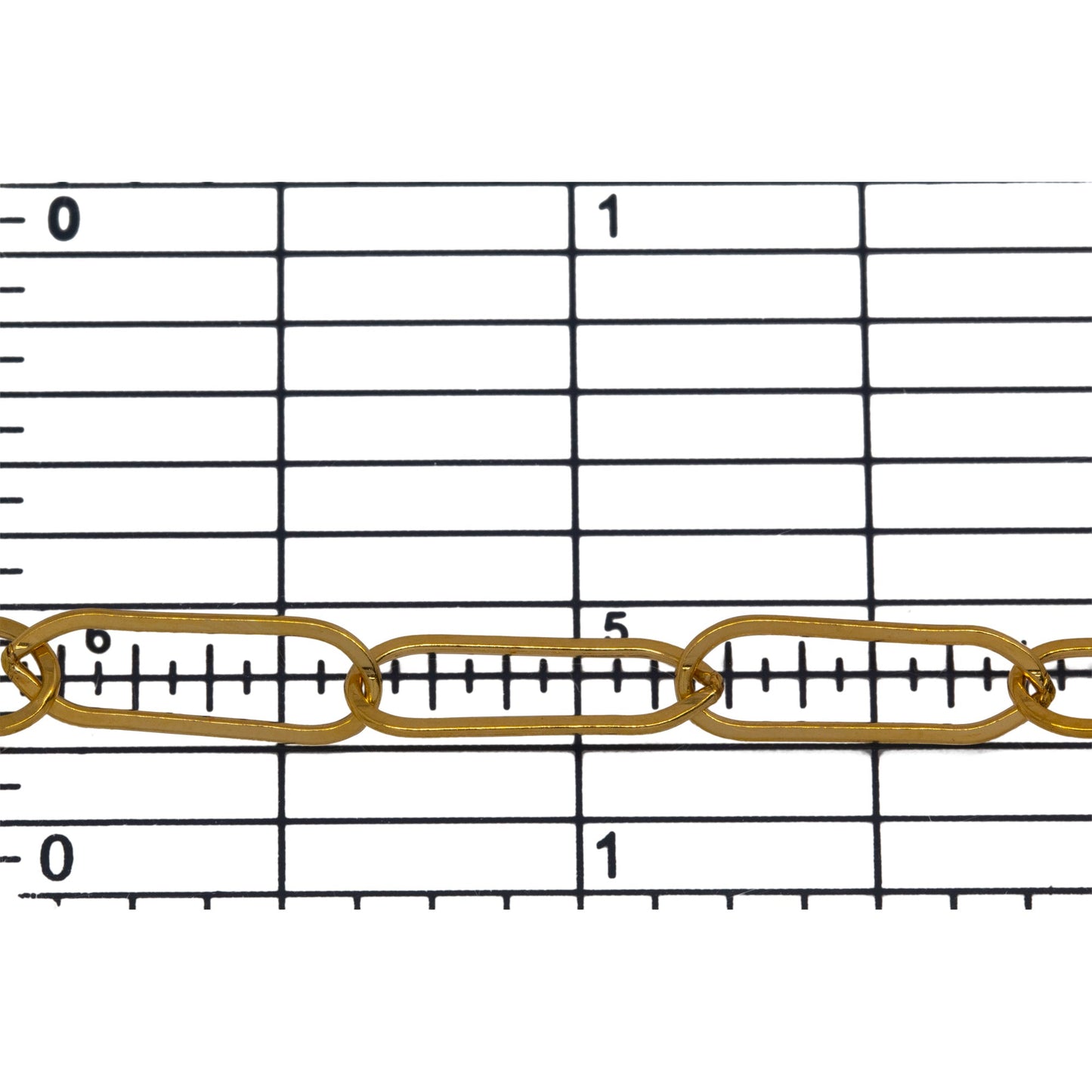 14kt Gold Filled 5.3mm Width by 15.8mm Length, Flat Elongated Cable Chain. Price per: 1 Foot.