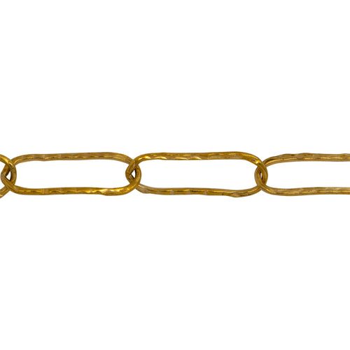 Chain by Foot. 14kt Gold Filled 5.3mm Width by 15.8mm Length, Hammered Elongated Cable Chain. Price per: 1 Foot.