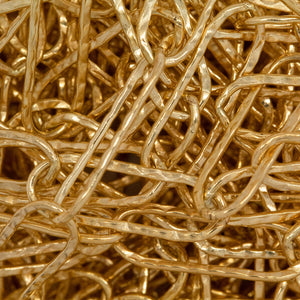 14kt Gold Filled 5.3mm Width by 15.8mm Length, Hammered Elongated Cable Chain. Price per: 1 Foot.