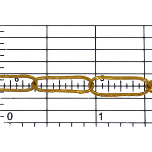 14kt Gold Filled 5.3mm Width by 15.8mm Length, Hammered Elongated Cable Chain. Price per: 1 Foot.